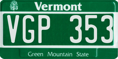 VT license plate VGP353