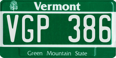 VT license plate VGP386