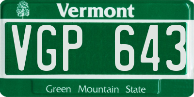 VT license plate VGP643