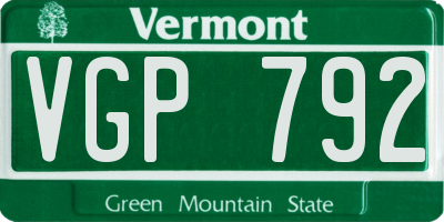 VT license plate VGP792