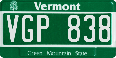 VT license plate VGP838