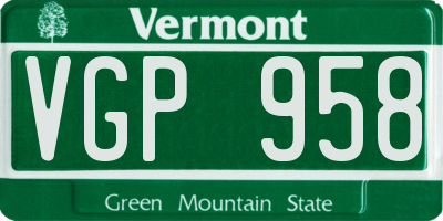 VT license plate VGP958
