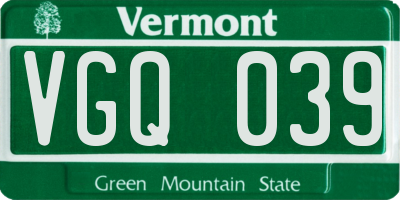 VT license plate VGQ039