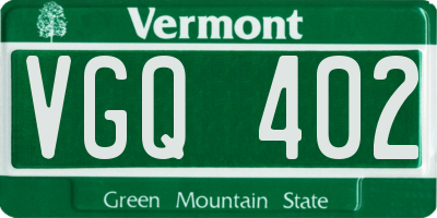 VT license plate VGQ402