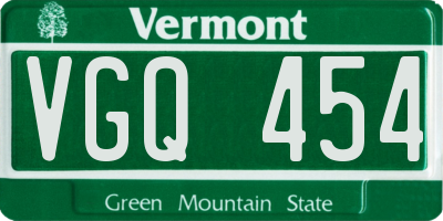 VT license plate VGQ454