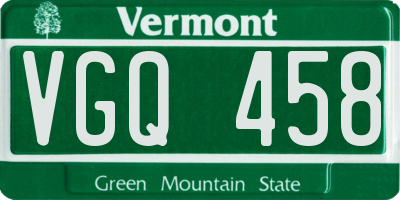 VT license plate VGQ458