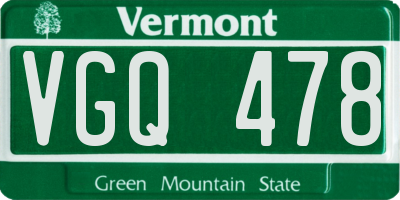 VT license plate VGQ478