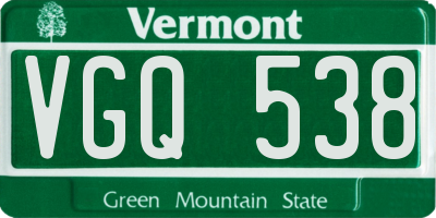 VT license plate VGQ538