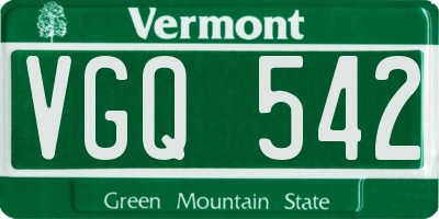 VT license plate VGQ542