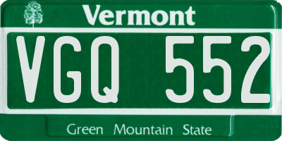 VT license plate VGQ552