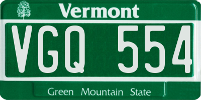 VT license plate VGQ554