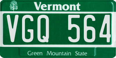 VT license plate VGQ564