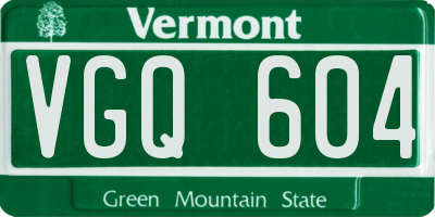 VT license plate VGQ604