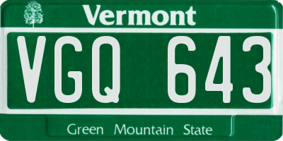 VT license plate VGQ643