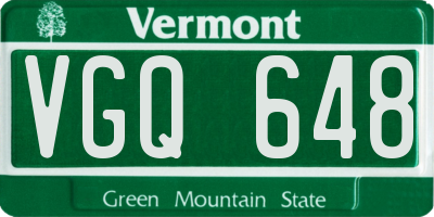 VT license plate VGQ648