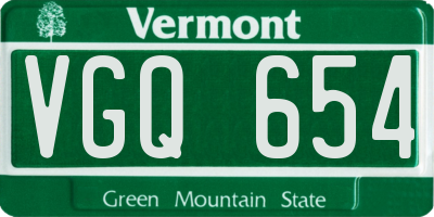 VT license plate VGQ654