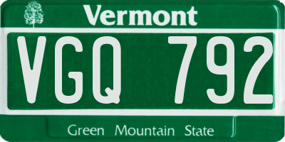 VT license plate VGQ792