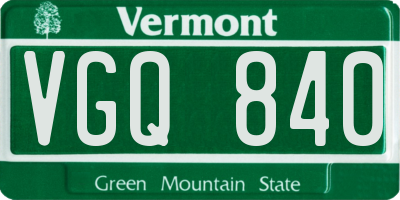 VT license plate VGQ840