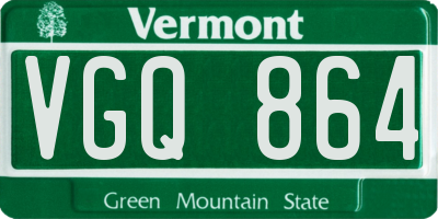VT license plate VGQ864