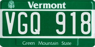 VT license plate VGQ918