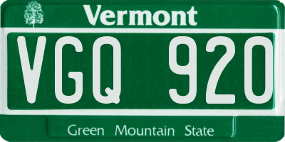 VT license plate VGQ920