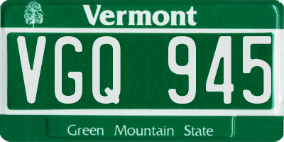 VT license plate VGQ945
