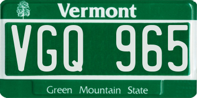 VT license plate VGQ965