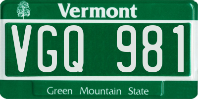 VT license plate VGQ981