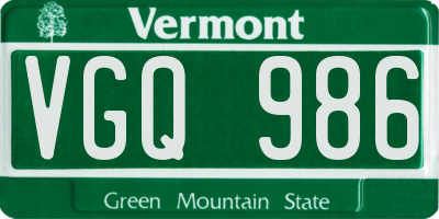 VT license plate VGQ986