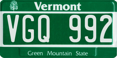 VT license plate VGQ992