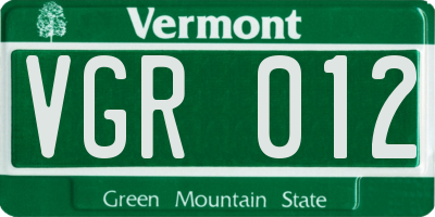 VT license plate VGR012