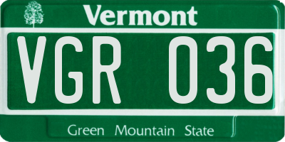 VT license plate VGR036