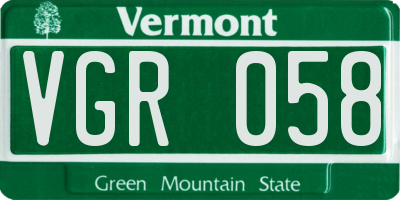 VT license plate VGR058