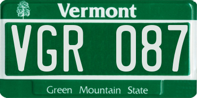 VT license plate VGR087