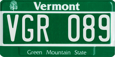 VT license plate VGR089