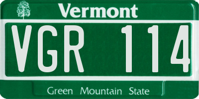 VT license plate VGR114