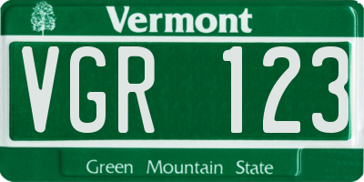 VT license plate VGR123