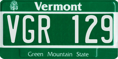 VT license plate VGR129