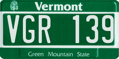 VT license plate VGR139