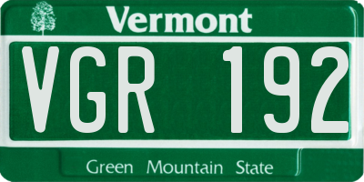 VT license plate VGR192