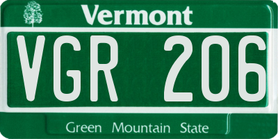 VT license plate VGR206