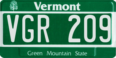 VT license plate VGR209