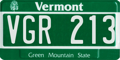 VT license plate VGR213
