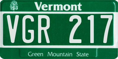 VT license plate VGR217