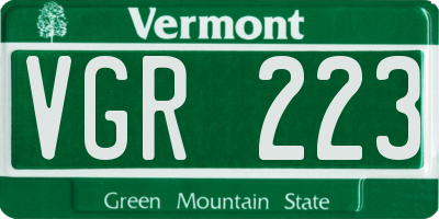 VT license plate VGR223