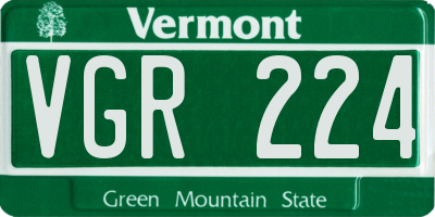 VT license plate VGR224