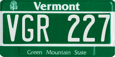 VT license plate VGR227