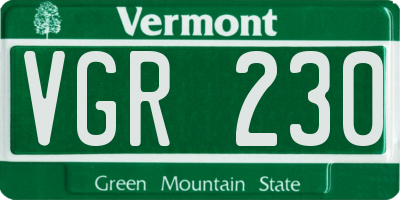 VT license plate VGR230