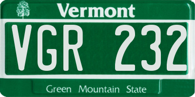 VT license plate VGR232