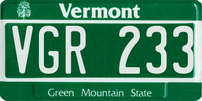 VT license plate VGR233